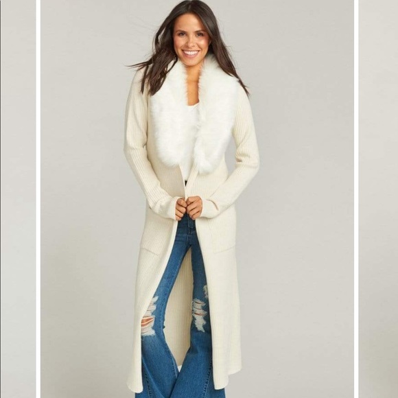Snow White Faux Fur Lombardi Long Cardi 